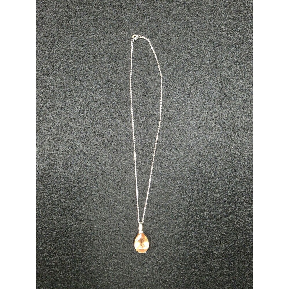 Sterling Silver 925 necklace and Citrine teardrop pear-shape pendant